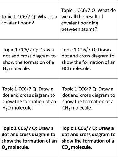 Edexcel 9 1 Cc5 Cc6 Cc7 Ionic Covalent Types Of Substance Revision Cards Q Ans Paper 1 2 