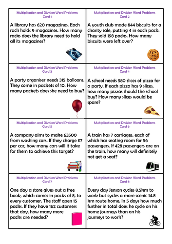 multiplication and division word problems teaching resources