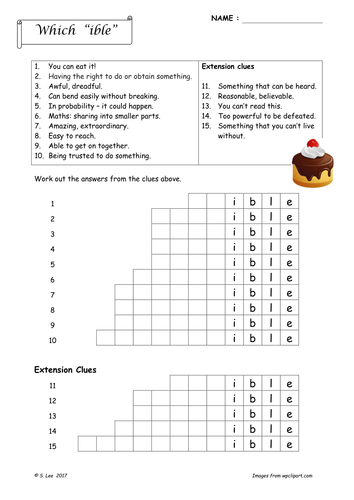 Suffix word work:  IBLE