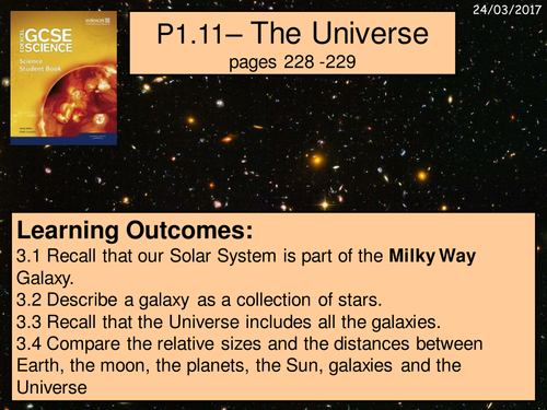 A digital version of the P1.11 The Universe lesson