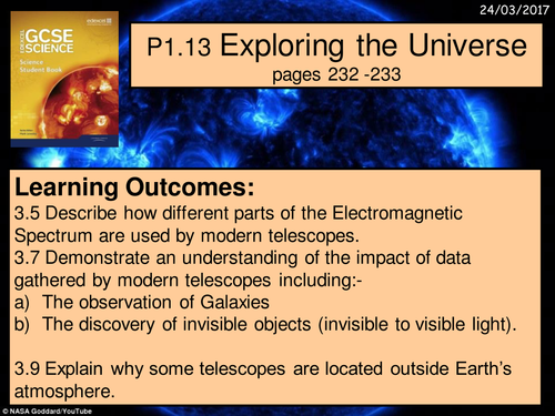 A digital version of the Year 9 P1.13 Exploring the Universe lesson