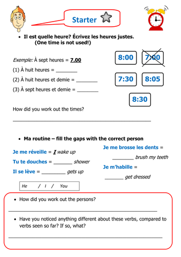 Ma Routine - French Year 7 - 5 Resources. | Teaching Resources