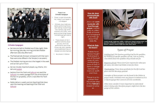 WJEC Eduqas Jewish Practices: Prayer Exam Booklet | Teaching Resources
