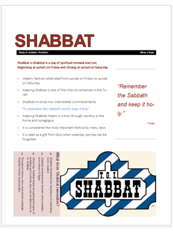 Wjec Eduqas Judaism Practices Shabbat Exam Booklet For Revision