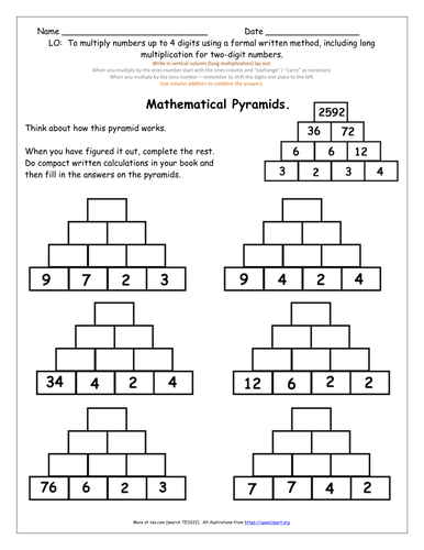 Formal Written Multiplication 4-digit x2-digit. KS2 Y6 Worksheets ...