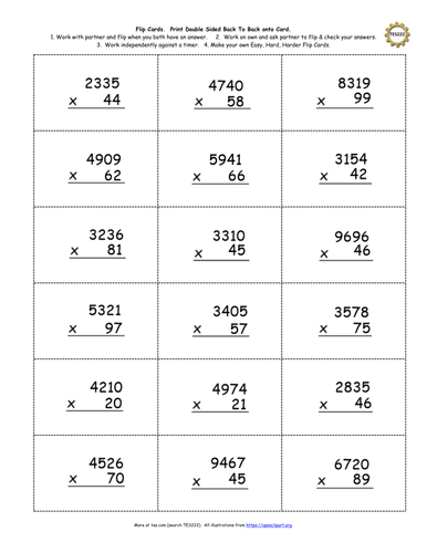 Formal Written Multiplication 4-digit x2-digit. KS2 Y6 Worksheets ...