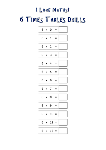 6 Times Tables Drills