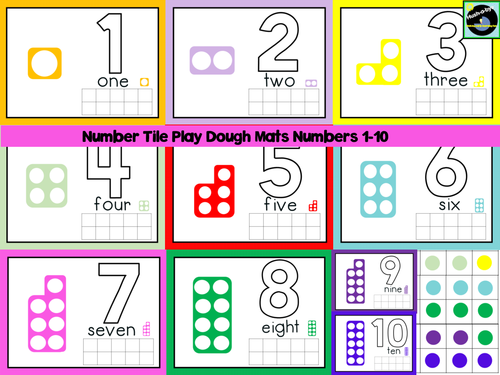 Number Tile Play Dough Mats Numbers 1-10