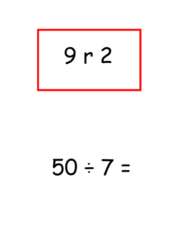 Treasure Hunt 2 digit division with remainders 7, 8 and 9