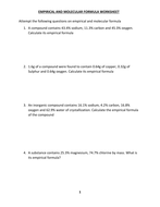 EMPIRICAL FORMULA WORKSHEET WITH ANSWERS | Teaching Resources