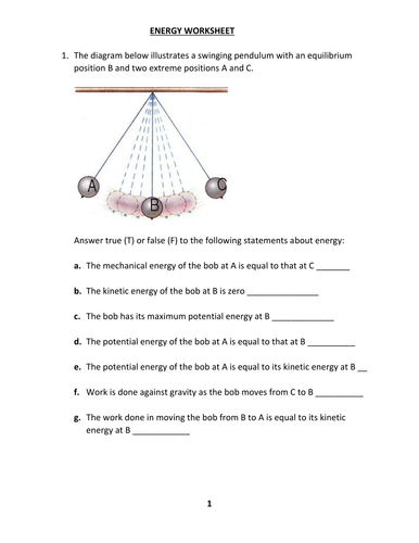 energy worksheet with answers teaching resources