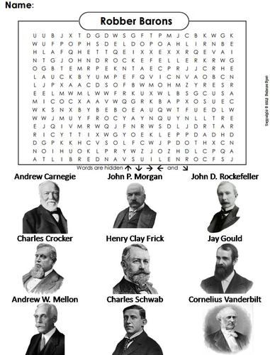 Gilded Age Robber Barons Word Search