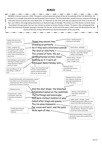 MCMXIV - Philip Larkin - Annotated poem for WJEC AS English Literature - The Whitsun Weddings