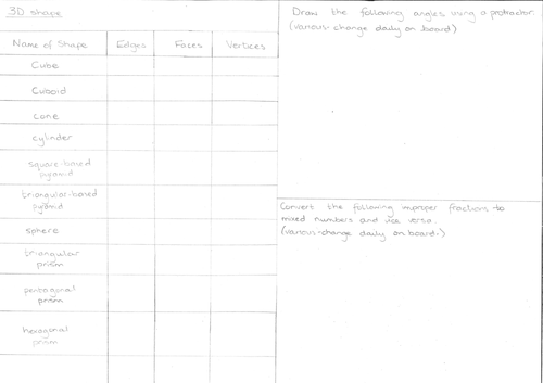 Key Stage 2/KS2 Year 6 Maths revision mats