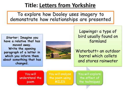Letters from Yorkshire poetry lesson