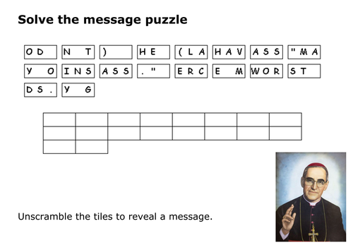 Solve the message puzzle from Oscar Romero