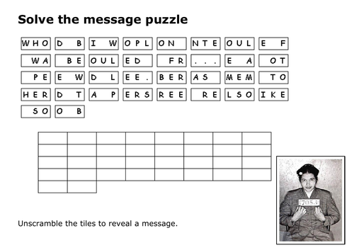 Solve the message puzzle from Rosa Parks