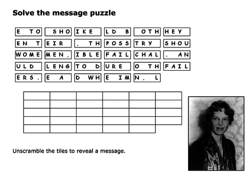 Solve the message puzzle from Amelia Earhart