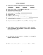 MOTION WORKSHEET WITH ANSWER | Teaching Resources