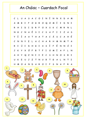 An Cháisc Cuardach Focal - Easter Irish Wordsearch