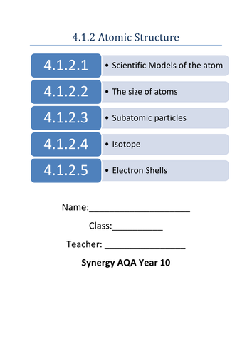 AQA Synergy: Atomic Structure (4.2.1) Booklet