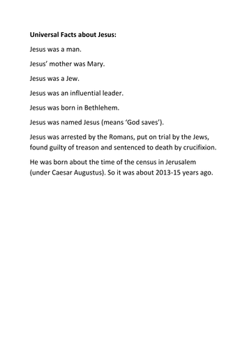 Universal facts about Jesus
