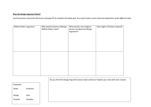 Design Argument Edexcel Beliefs in Action B (9-1) New Spec