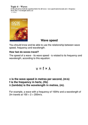 GCSE P1.5  Waves Calculations