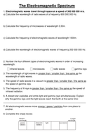 GCSE Physics P1.67 EM spectrum worksheet | Teaching Resources