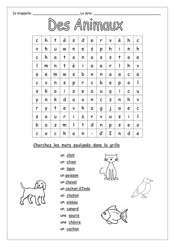 FRENCH - Animals - Des Animaux - Worksheets | Teaching Resources