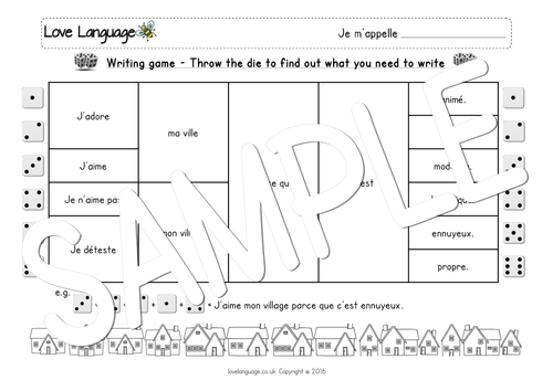 French Local Community - Simple opinions on where I live - dice writing game