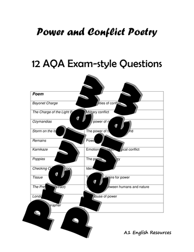 power and conflict poetry essay questions