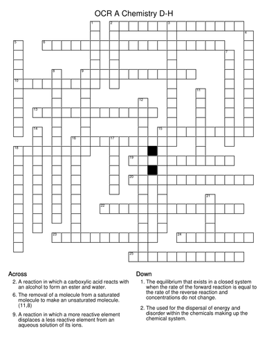 OCR A Chemistry Keyword Crosswords | Teaching Resources