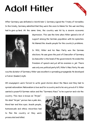 hitler biography class 9