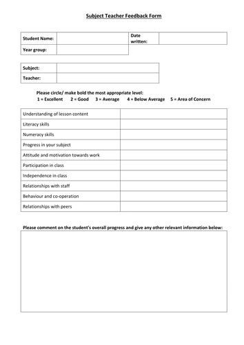 Teacher Feedback Form