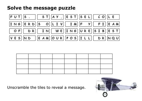 Solve the message puzzle from Charles Lindbergh