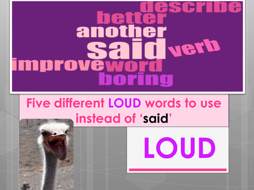 KS1 & 2 Powerpoint –Vocabulary extension. 5 LOUD words to use instead ...
