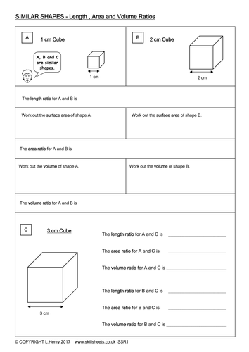 SIMILAR SHAPES : Length, Area, Volume Ratios | Teaching Resources