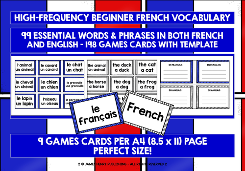 FRENCH VOCABULARY CARDS 3 | Teaching Resources