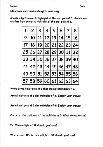 Investigating multiples of 3 and 6 | Teaching Resources