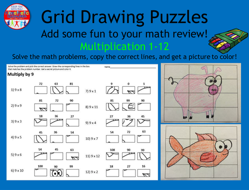 multiplication activity grid drawing math worksheets teaching resources