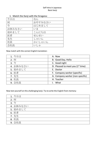 Kanji from Minna no Nihongo