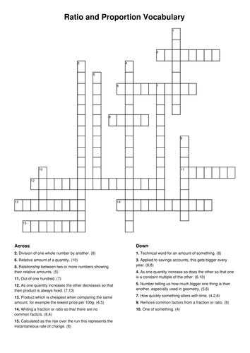 Maths GCSE Vocabulary Wordsearchs And Crosswords Teaching Resources