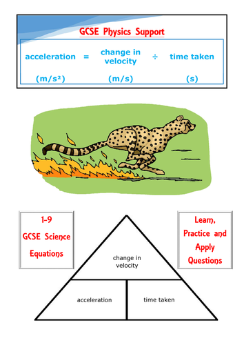 Practice using the Acceleration equation for the new 1-9 Physics GCSE