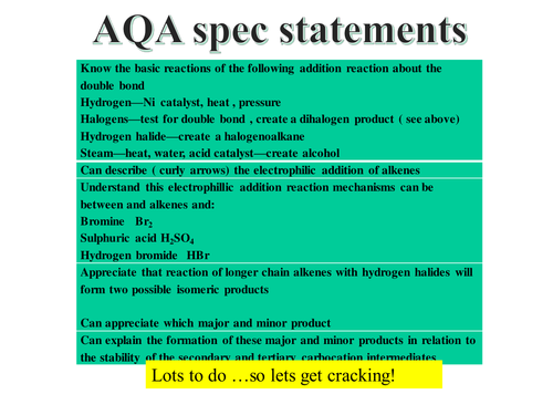 A level chemsitry-Alkene reactions and mechanisms (AQA) based- full pwpt with all you need