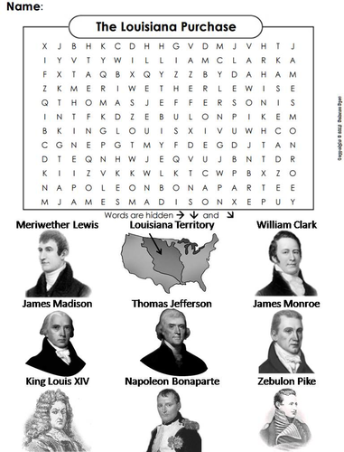 Louisiana Purchase Worksheet/ Word Search