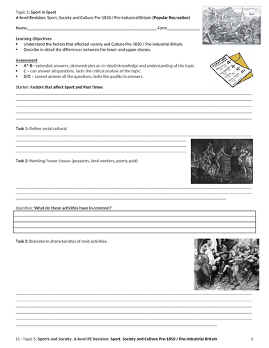 A-level PE: Pre-1850 - Pre-instrustrial Britain Revision