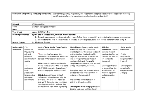 Social Media Lesson for Primary Internet Safety | Teaching Resources