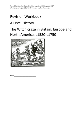 Witch Craze History revision workbook for A level