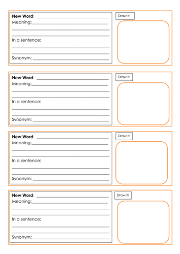 New Vocabulary Worksheet | Teaching Resources